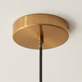Endon Travi Ribbed Pendant Dark brown Emperador marble, vintage brass & clear ribbed glass