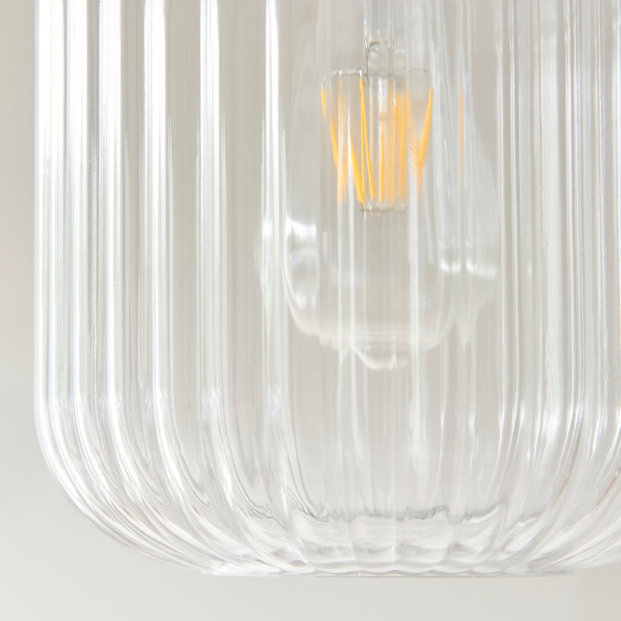 Endon Travi Ribbed Pendant White volakas marble, vintage brass & clear ribbed glass