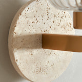 Endon Travi Ribbed Wall Beige textured marble, vintage brass & clear ribbed glass