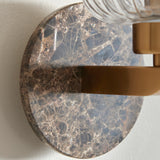 Endon Travi Ribbed Wall Dark brown Emperador marble, vintage brass & clear ribbed glass