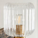Endon Travi Ribbed Wall Dark brown Emperador marble, vintage brass & clear ribbed glass