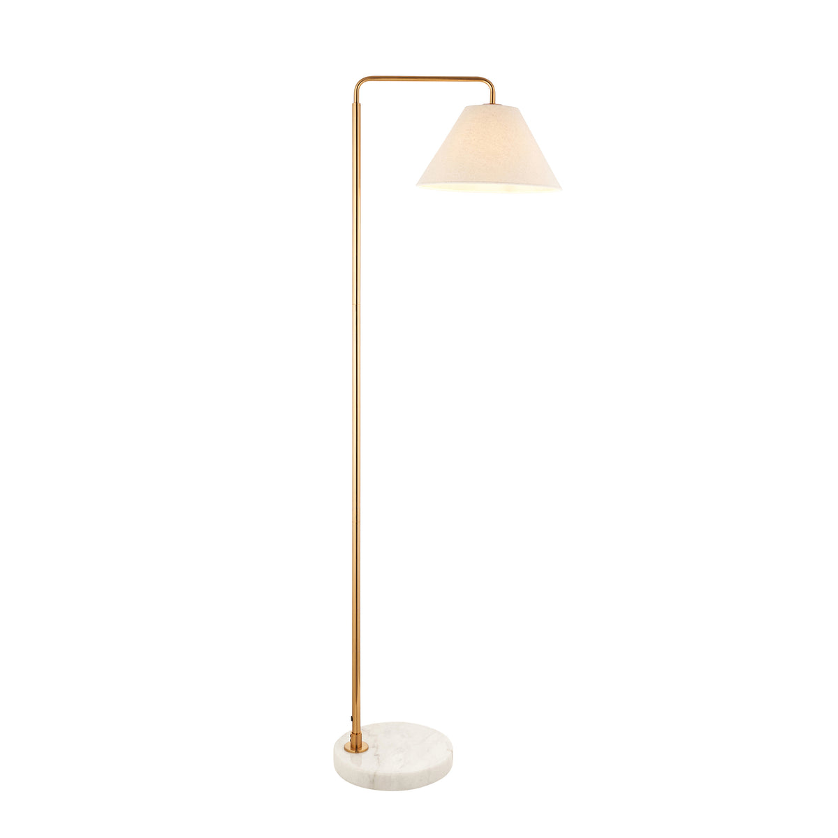 Endon Wallbridge Floor Brushed aged brass plate, white marble & natural faux linen