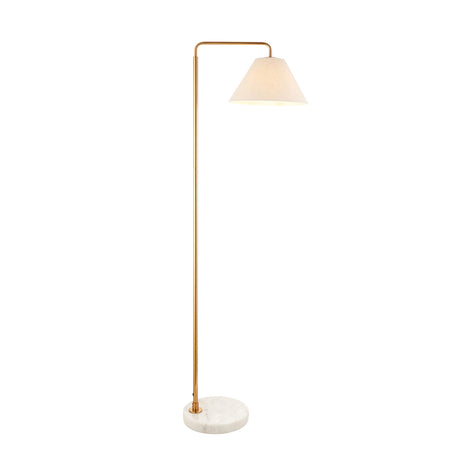Endon Wallbridge Floor Brushed aged brass plate, white marble & natural faux linen