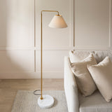 Endon Wallbridge Floor Brushed aged brass plate, white marble & natural faux linen