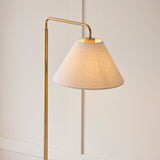 Endon Wallbridge Floor Brushed aged brass plate, white marble & natural faux linen