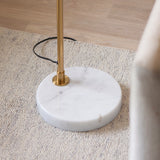 Endon Wallbridge Floor Brushed aged brass plate, white marble & natural faux linen