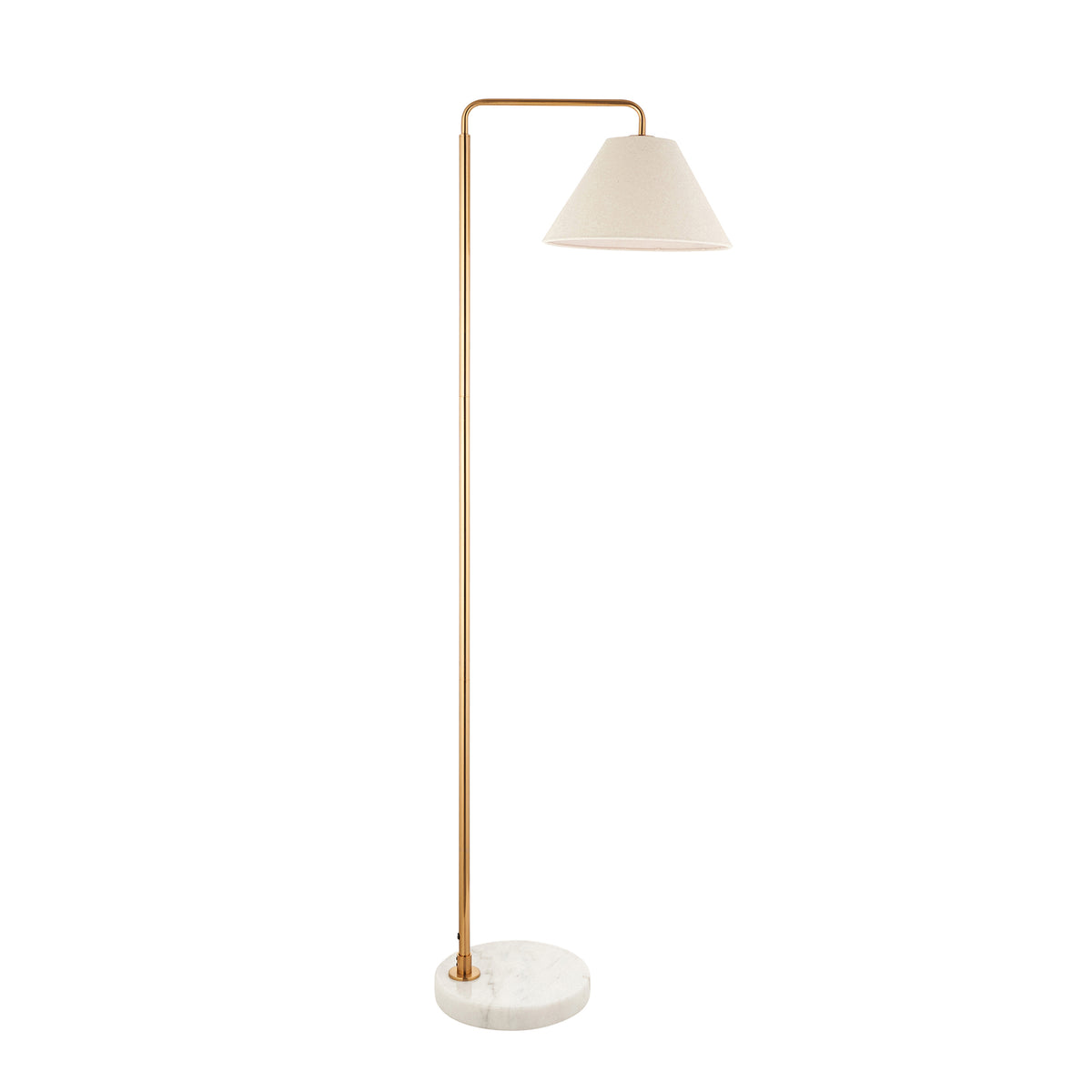 Endon Wallbridge Floor Brushed aged brass plate, white marble & natural faux linen
