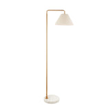 Endon Wallbridge Floor Brushed aged brass plate, white marble & natural faux linen