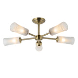 Endon Avelyn 5lt Semi Flush Antique brass plate & clear ribbed glass