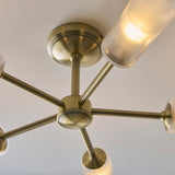 Endon Avelyn 5lt Semi Flush Antique brass plate & clear ribbed glass