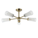 Endon Avelyn 5lt Semi Flush Antique brass plate & clear ribbed glass