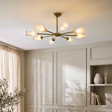 Endon Avelyn 8lt Pendant Antique brass plate & clear ribbed glass