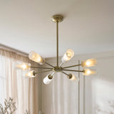 Endon Avelyn 8lt Pendant Antique brass plate & clear ribbed glass