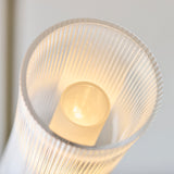 Endon Avelyn 8lt Pendant Antique brass plate & clear ribbed glass