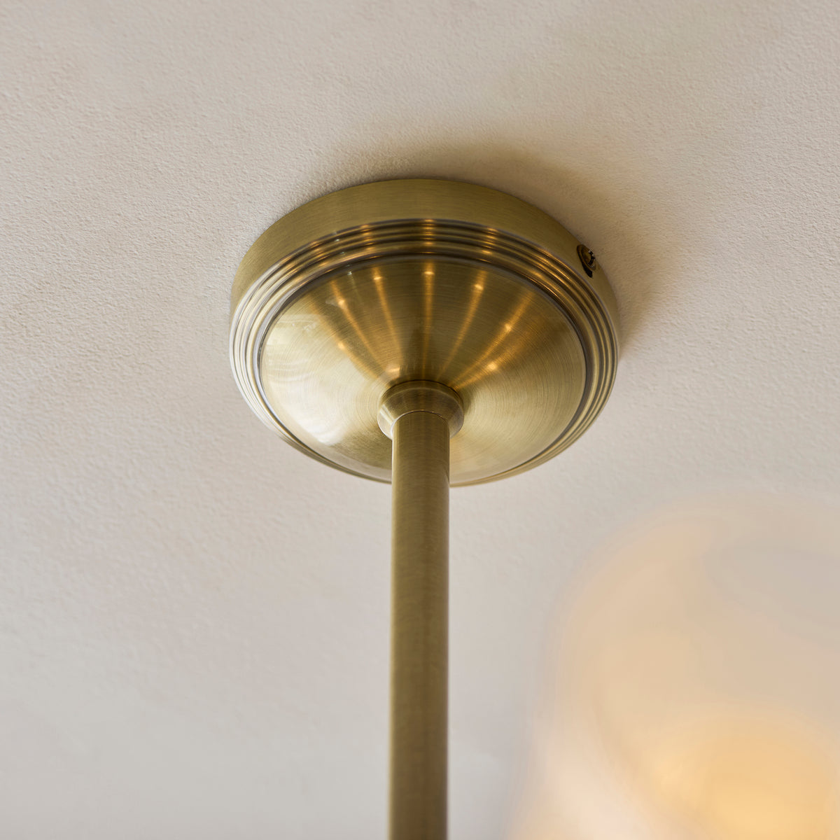 Endon Avelyn 8lt Pendant Antique brass plate & clear ribbed glass