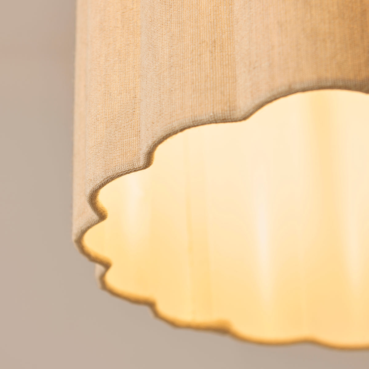 Endon Olson Pendant Oak stained wood & natural fabric