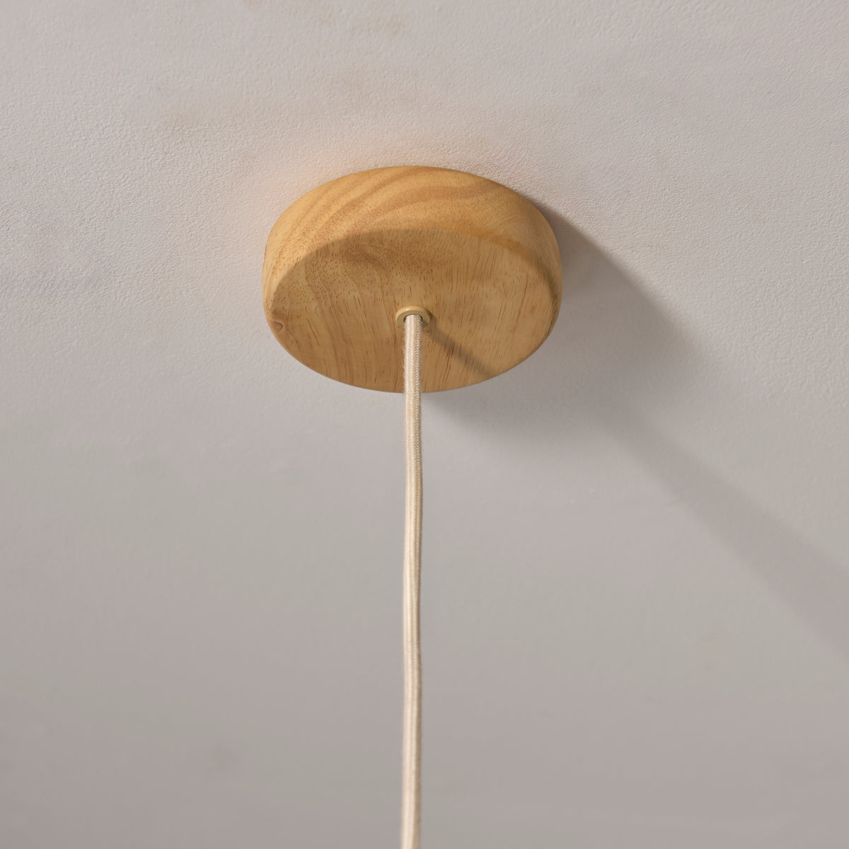 Endon Olson Pendant Oak stained wood & natural fabric
