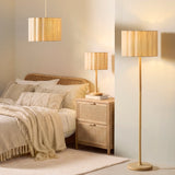 Endon Olson Floor Oak stained wood & natural fabric