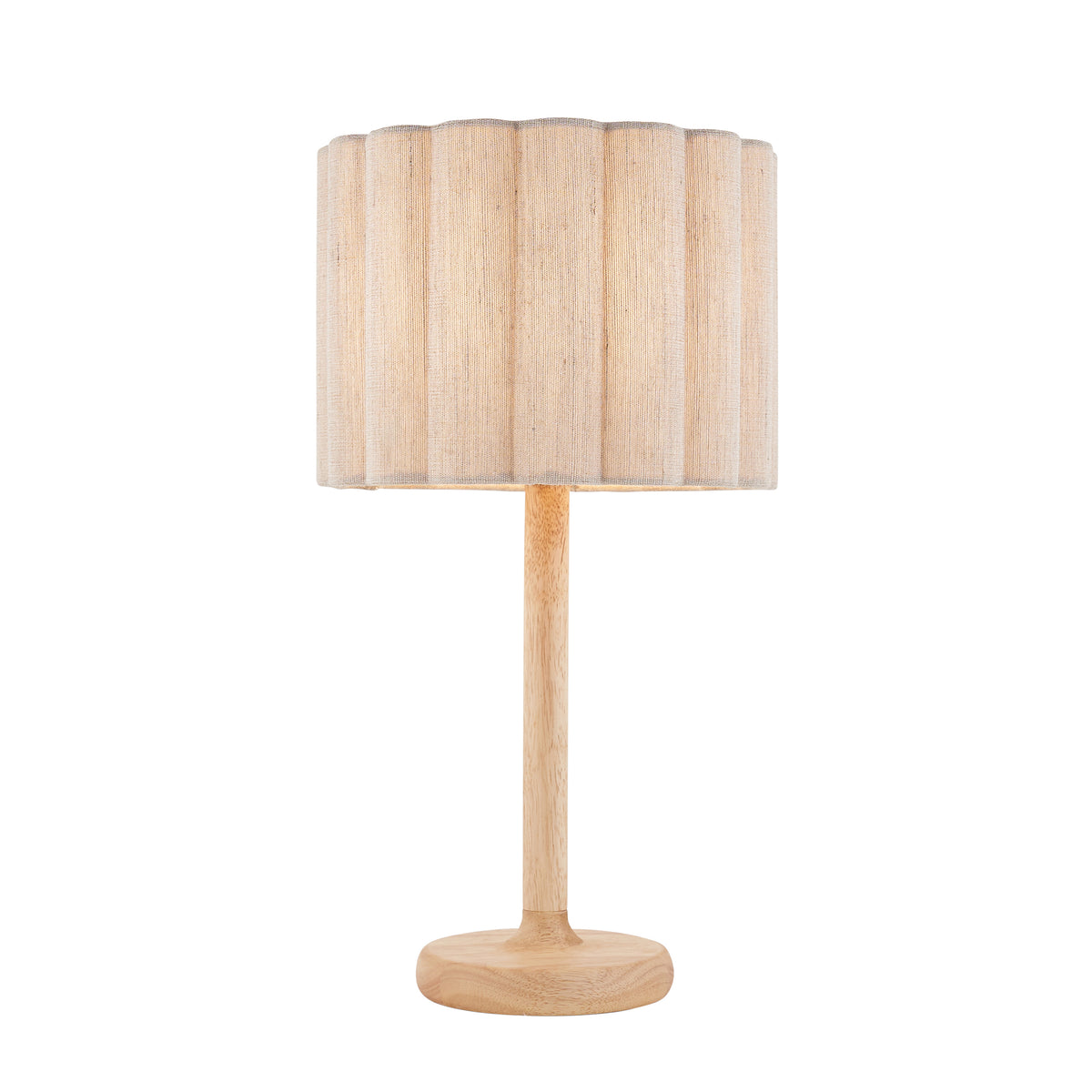 Endon Olson Table Oak stained wood & natural fabric