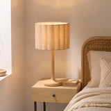 Endon Olson Table Oak stained wood & natural fabric