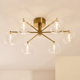 Endon Oslo 6lt Semi Flush Brushed aged brass plate & clear glass