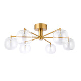 Endon Oslo 6lt Semi Flush Brushed aged brass plate & clear glass