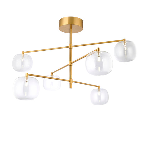 Endon Oslo 6lt Pendant Brushed aged brass plate & clear glass