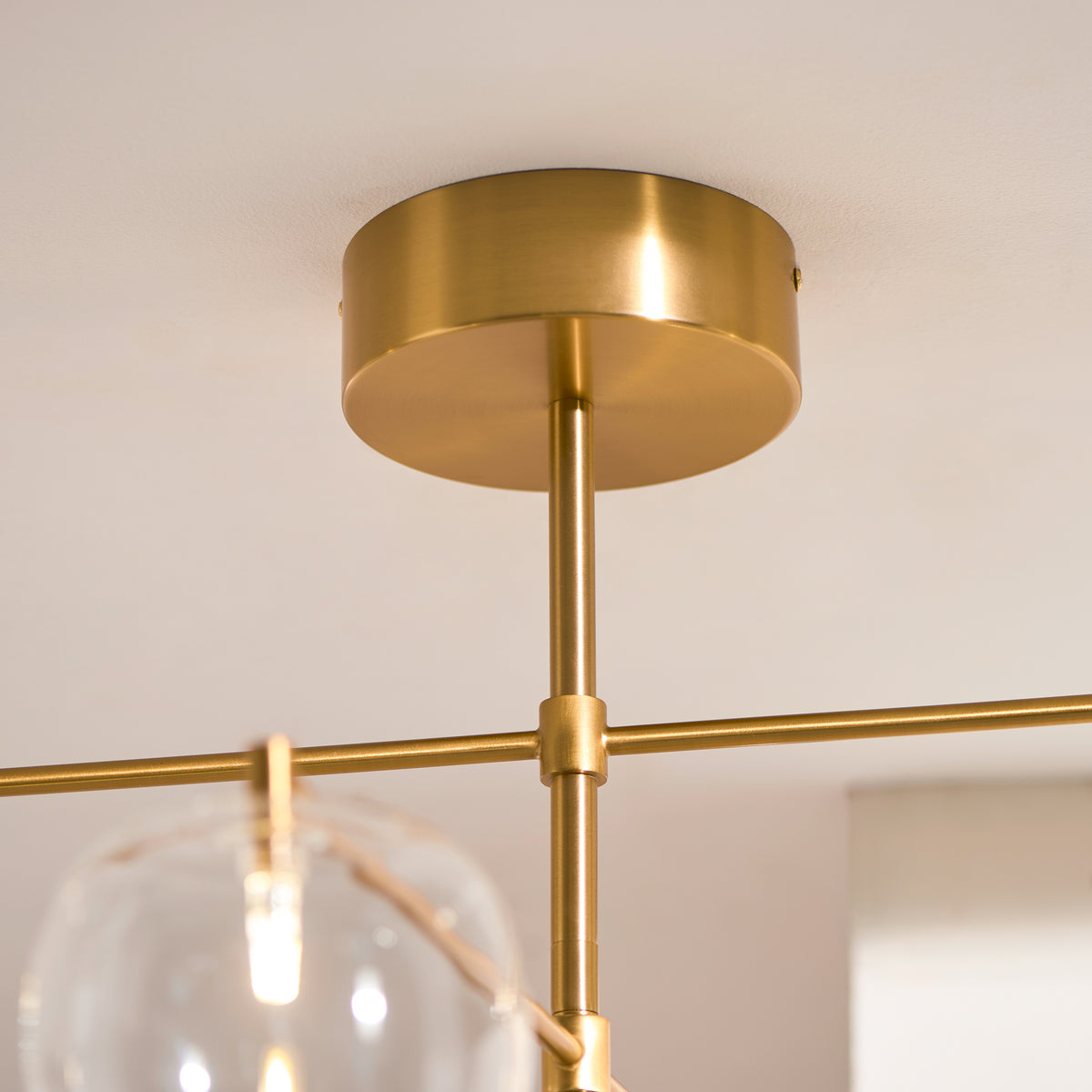 Endon Oslo 6lt Pendant Brushed aged brass plate & clear glass