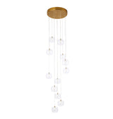 Endon Oslo 12lt Cascade Pendant Brushed aged brass plate & clear glass