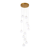 Endon Oslo 12lt Cascade Pendant Brushed aged brass plate & clear glass