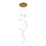 Endon Oslo 12lt Cascade Pendant Brushed aged brass plate & clear glass