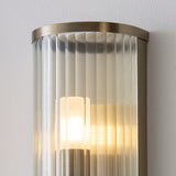 Endon Ridgeton IP44 Wall Antique brass plate & clear ribbed glass