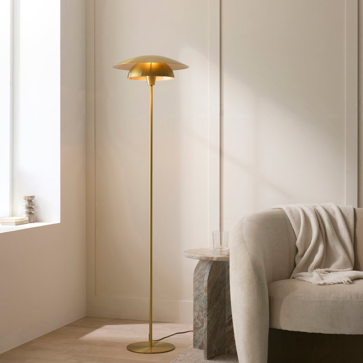 Endon Lyon Floor Satin brass plate