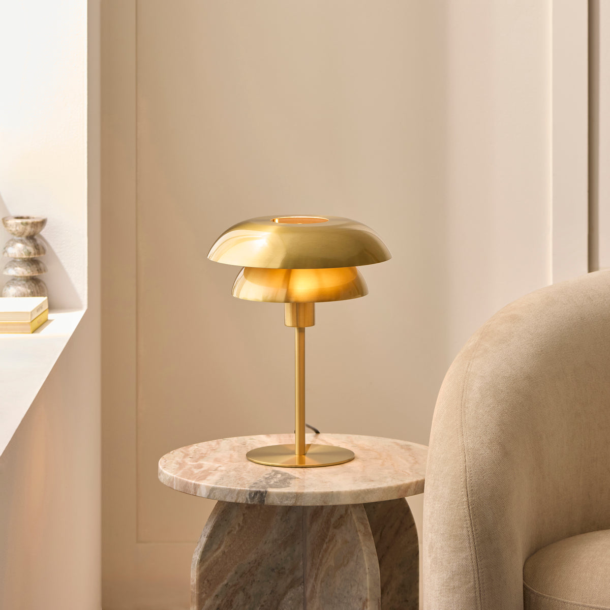 Endon Lyon Table Satin brass plate