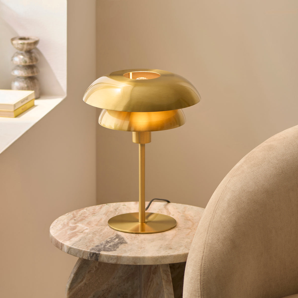 Endon Lyon Table Satin brass plate