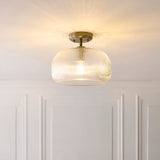 Endon Harborne Flush Antique brass plate & clear ribbed glass