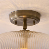 Endon Harborne Flush Antique brass plate & clear ribbed glass