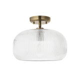 Endon Harborne Flush Antique brass plate & clear ribbed glass