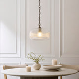 Endon Harborne Pendant Antique brass plate & clear ribbed glass