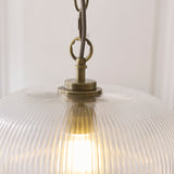 Endon Harborne Pendant Antique brass plate & clear ribbed glass