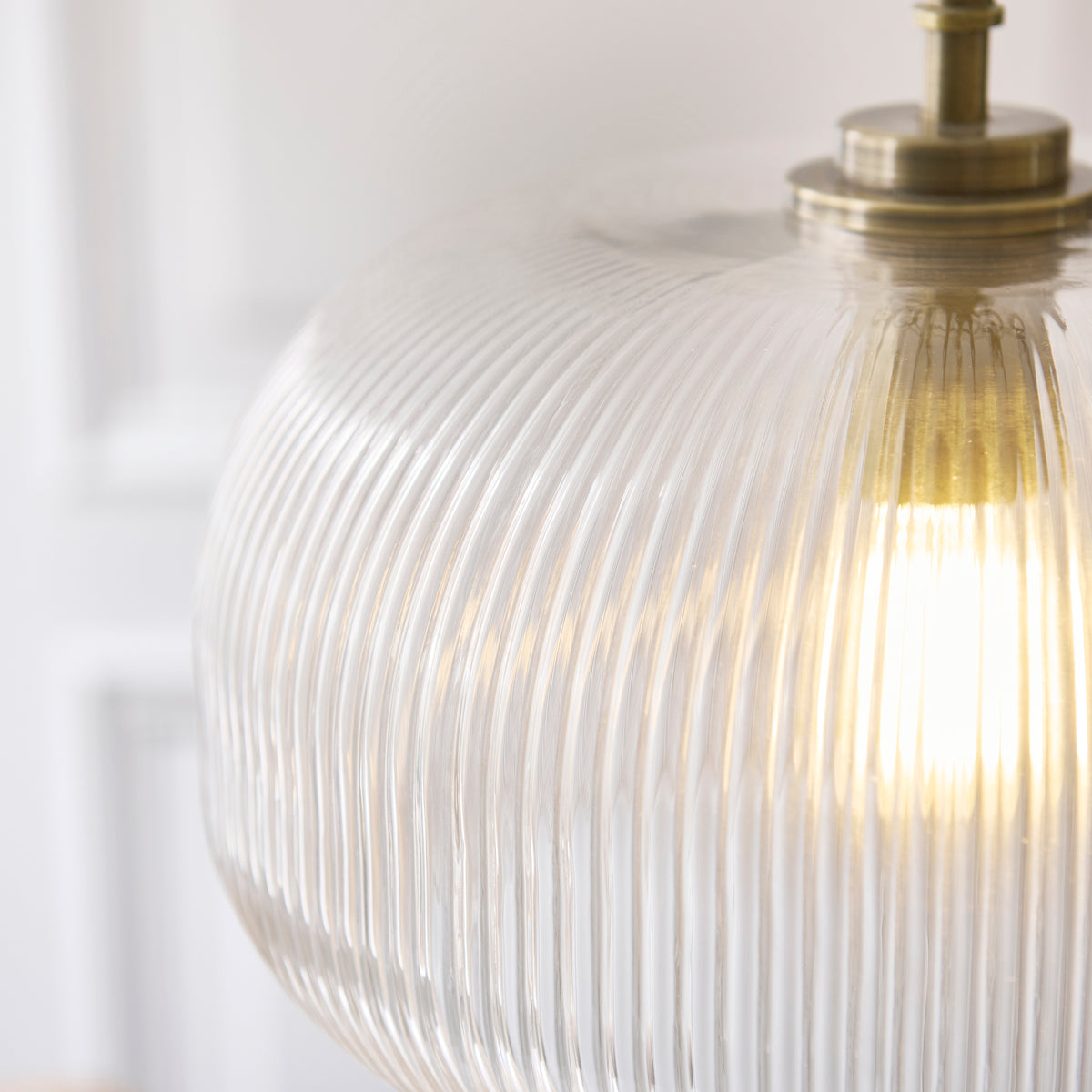 Endon Harborne Pendant Antique brass plate & clear ribbed glass