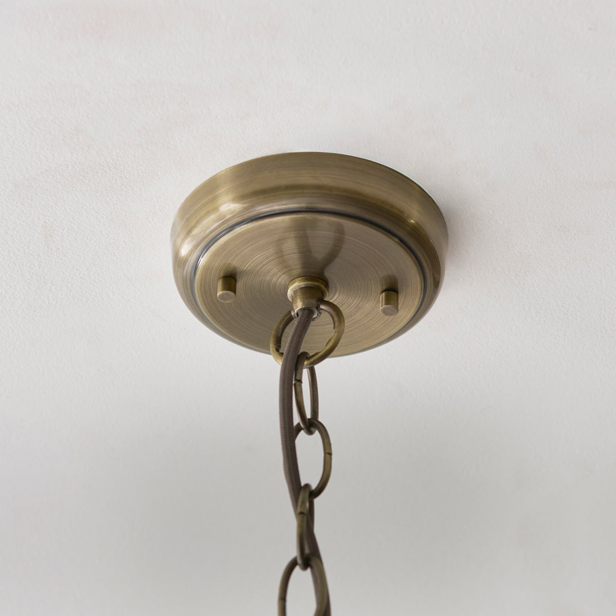 Endon Harborne Pendant Antique brass plate & clear ribbed glass