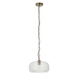 Endon Harborne Pendant Antique brass plate & clear ribbed glass