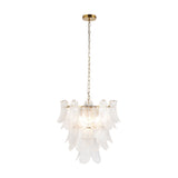 Endon Autumn 4lt Pendant Brushed aged brass plate & clear textured glass