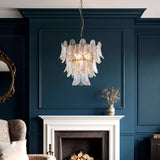 Endon Autumn 4lt Pendant Brushed aged brass plate & clear textured glass