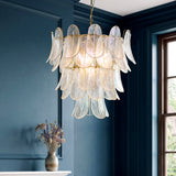 Endon Autumn 4lt Pendant Brushed aged brass plate & clear textured glass