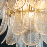Endon Autumn 4lt Pendant Brushed aged brass plate & clear textured glass