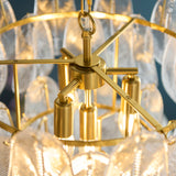 Endon Autumn 4lt Pendant Brushed aged brass plate & clear textured glass