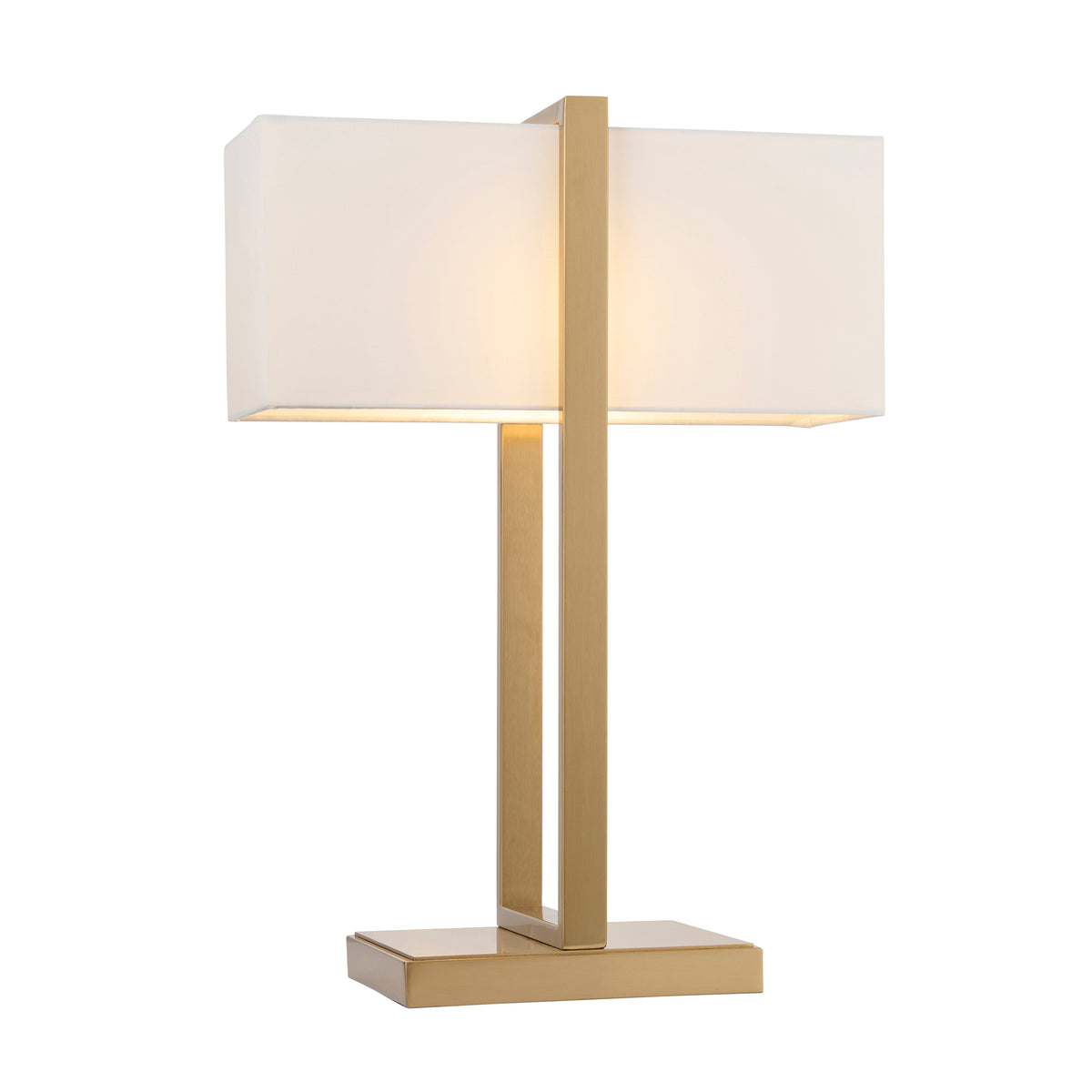 Endon Seattle Table Brushed aged brass plate & ivory cotton mix