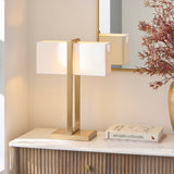 Endon Seattle Table Brushed aged brass plate & ivory cotton mix